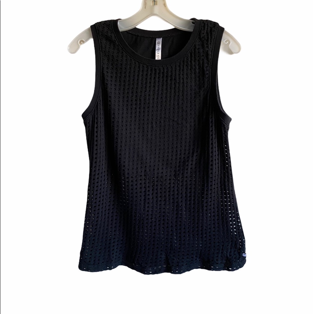Fabletics Black Mesh Athletic Tank Top Size